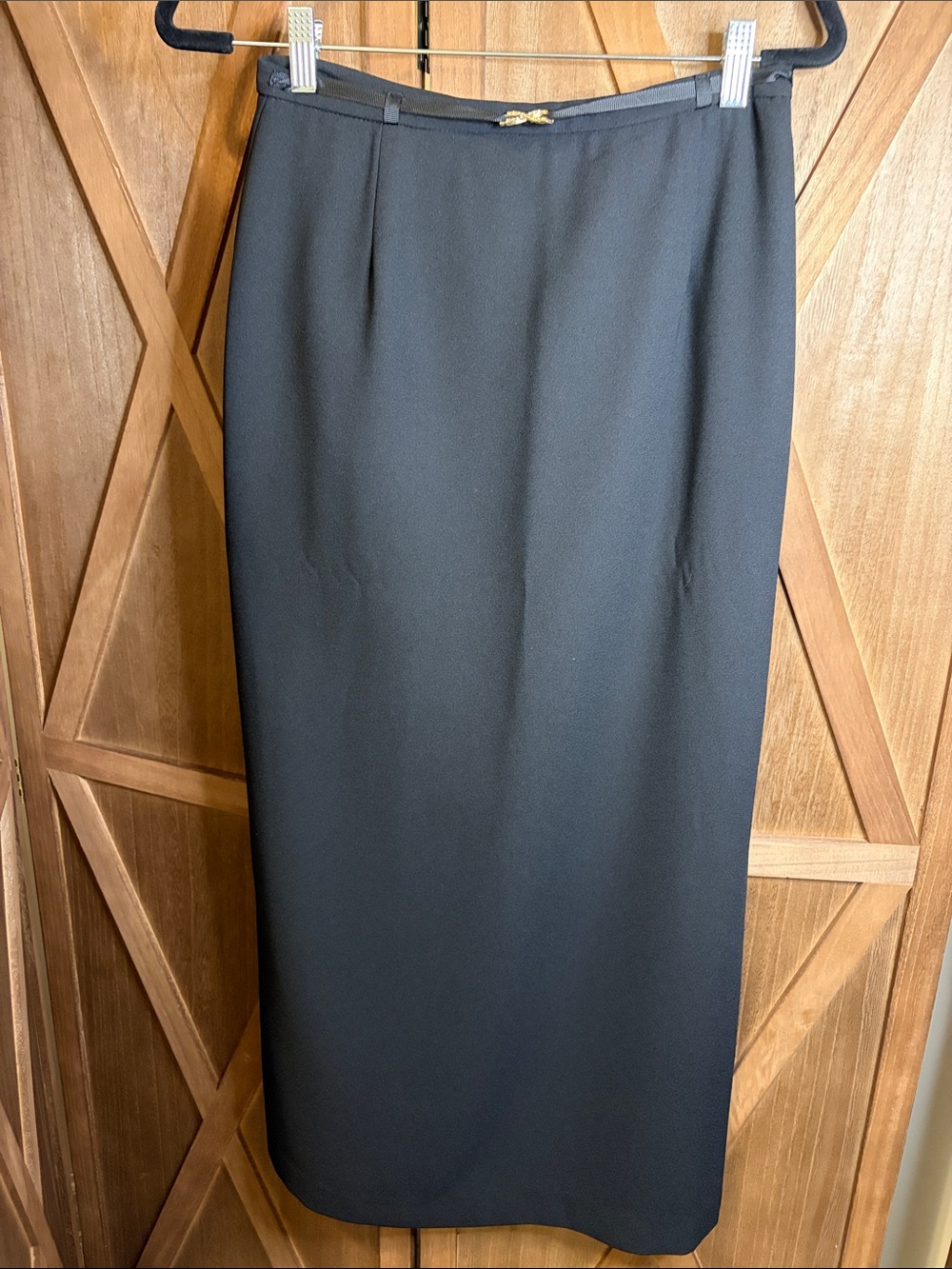 🇨🇦SC COLLECTION Vintage Black Maxi Skirt with Rhinestone Buckle Belt SIZE 6